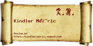 Kindler Móric névjegykártya